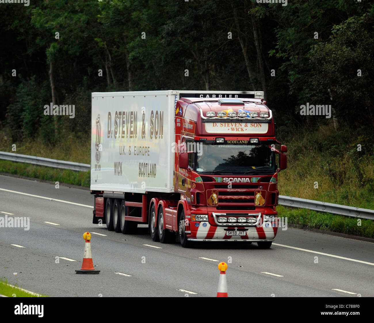 D Steven et Fils Wick, Ecosse, Scania Truck SK59 JVT Banque D'Images