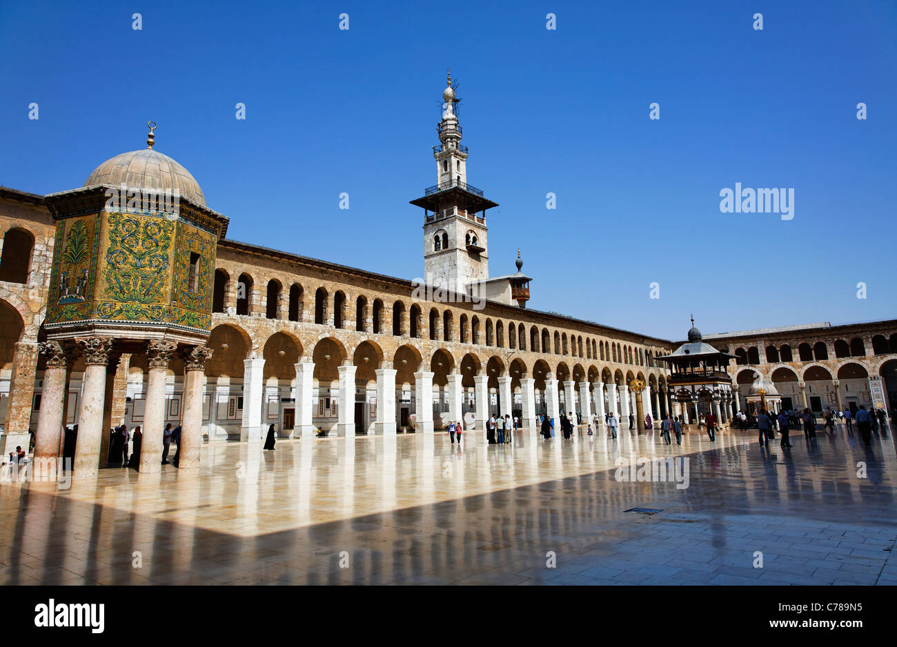 Cour de la mosquée des Omeyyades, Damas, Syrie Banque D'Images