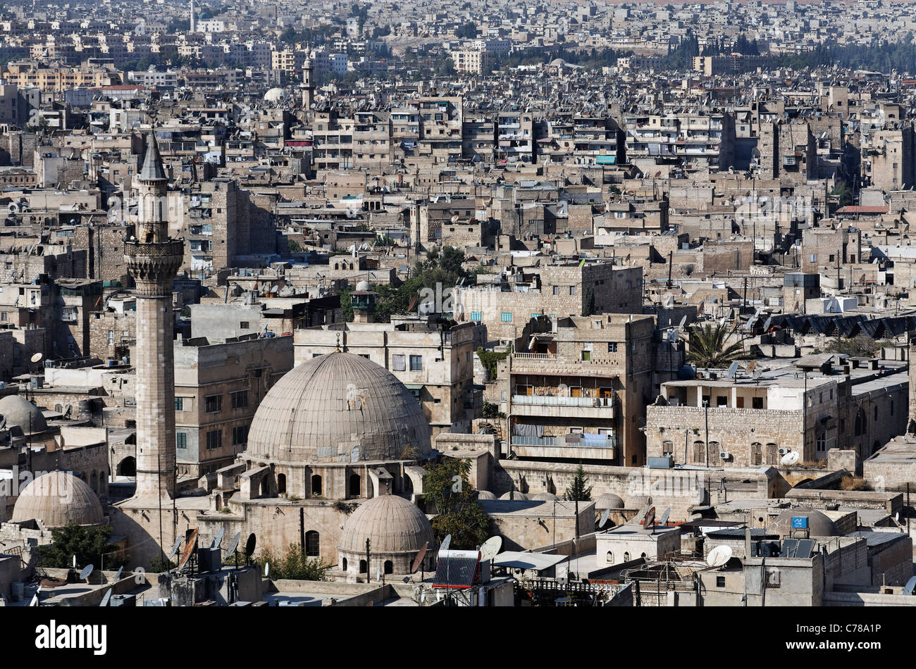 Vue aérienne sur la ville d'Alep en Syrie Banque D'Images