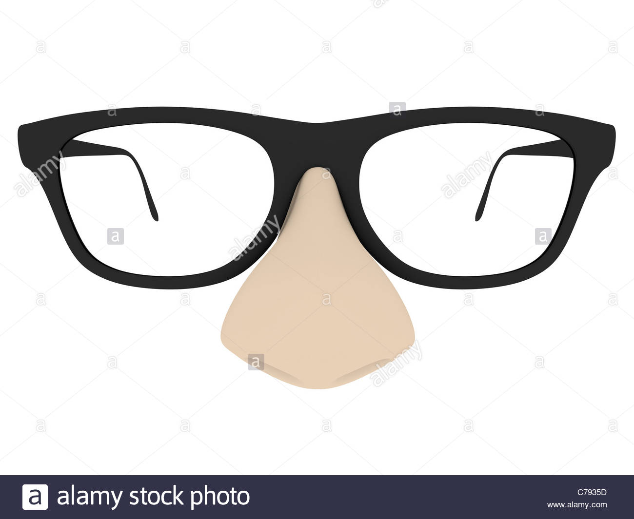 Vue de face d'un faux humoristique lunettes avec un grand nez Photo Stock -  Alamy