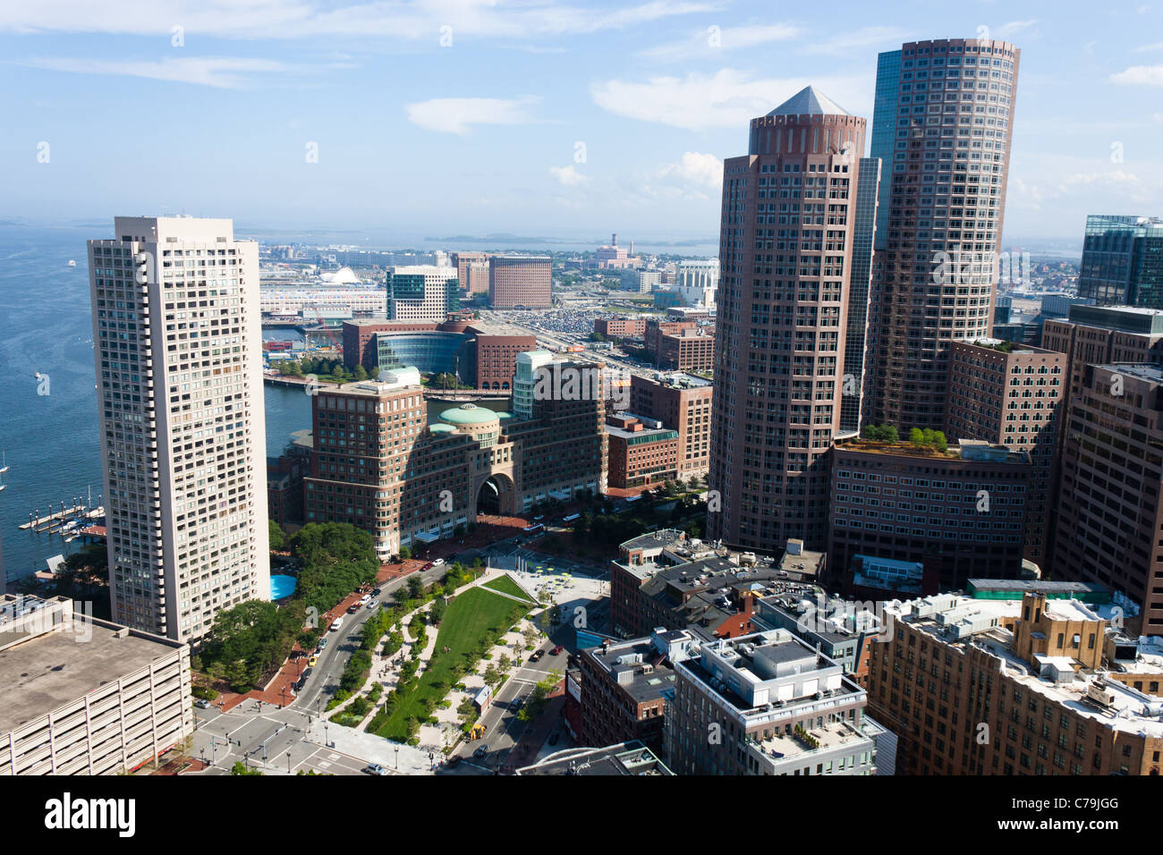 Vue aérienne du port de Boston Waterfront Banque D'Images