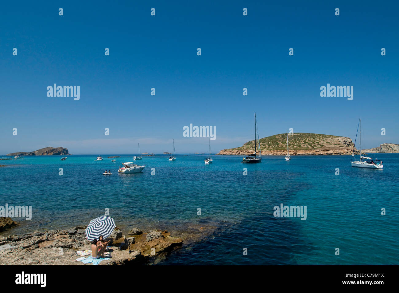 Cala Comte, Ibiza, Baléares, Espagne Banque D'Images