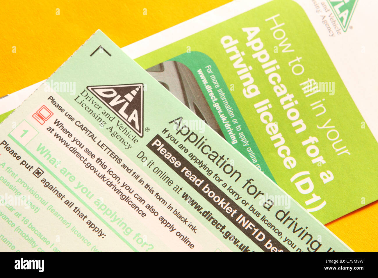 DVLA UK driving license formulaire de demande D1 Banque D'Images