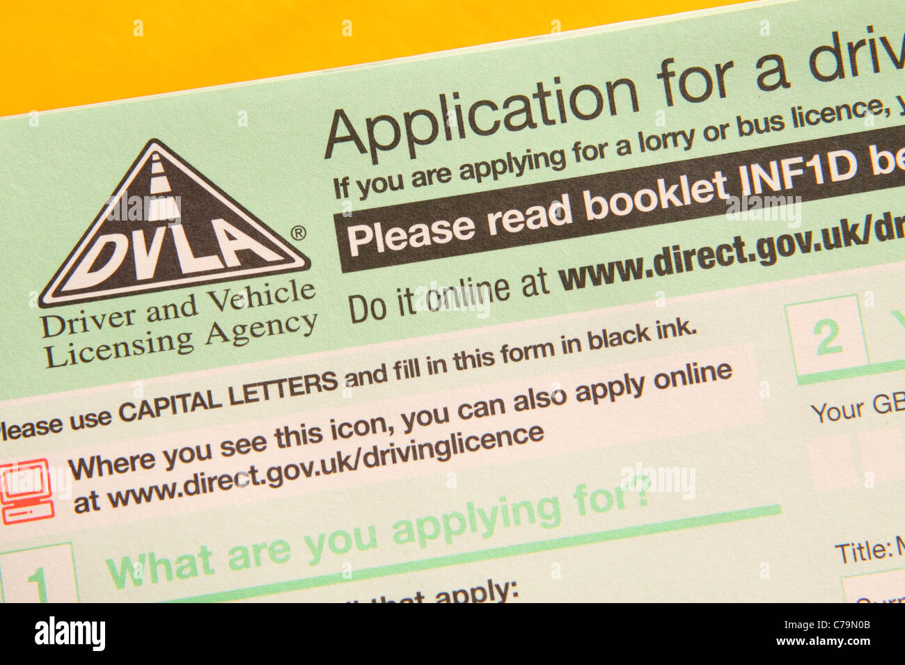 DVLA UK driving license formulaire de demande D1 Banque D'Images DVLA UK driving license formulaire de demande D1 Banque D'Images