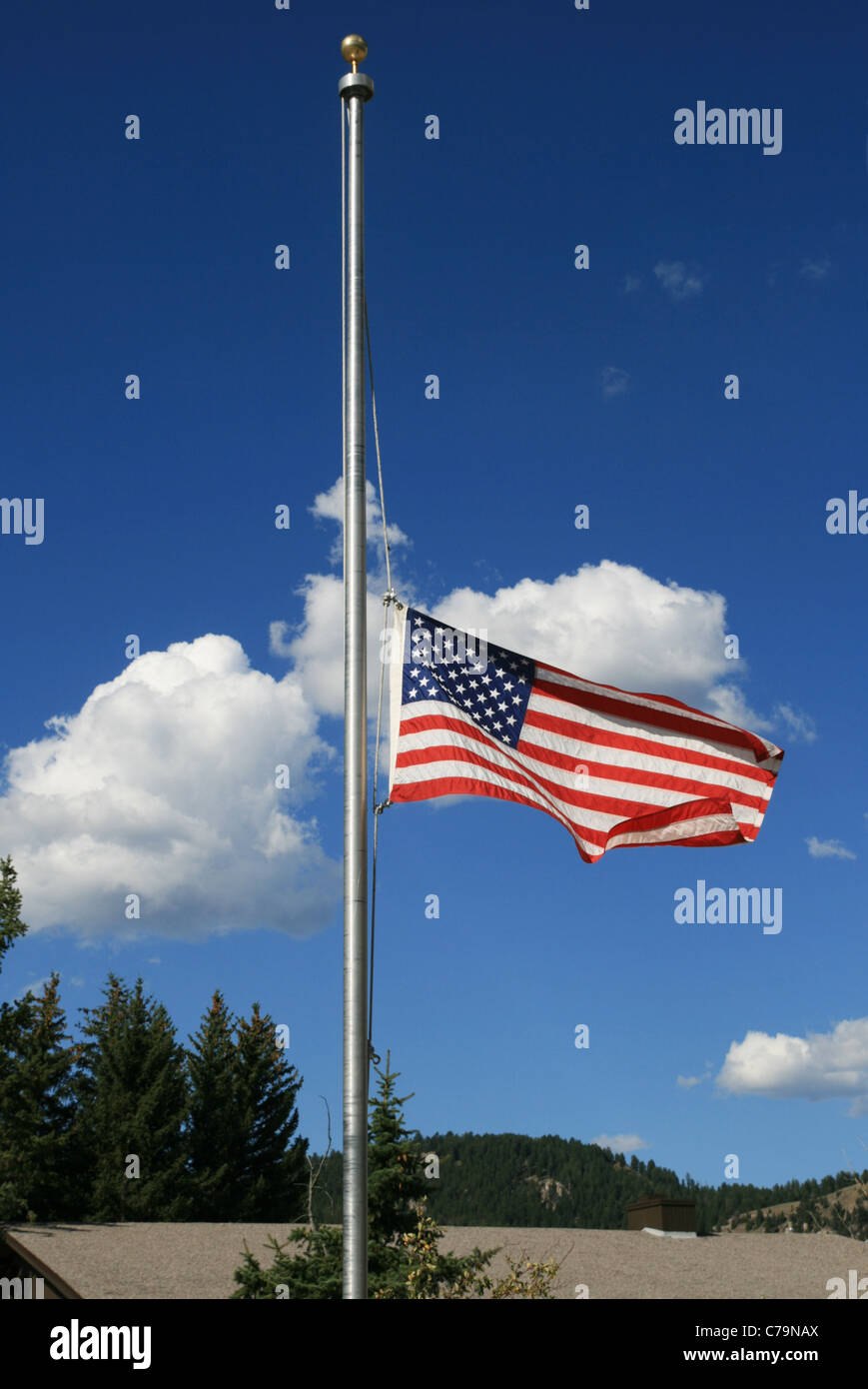 United States drapeau en deuil officiel pour le personnel Banque D'Images