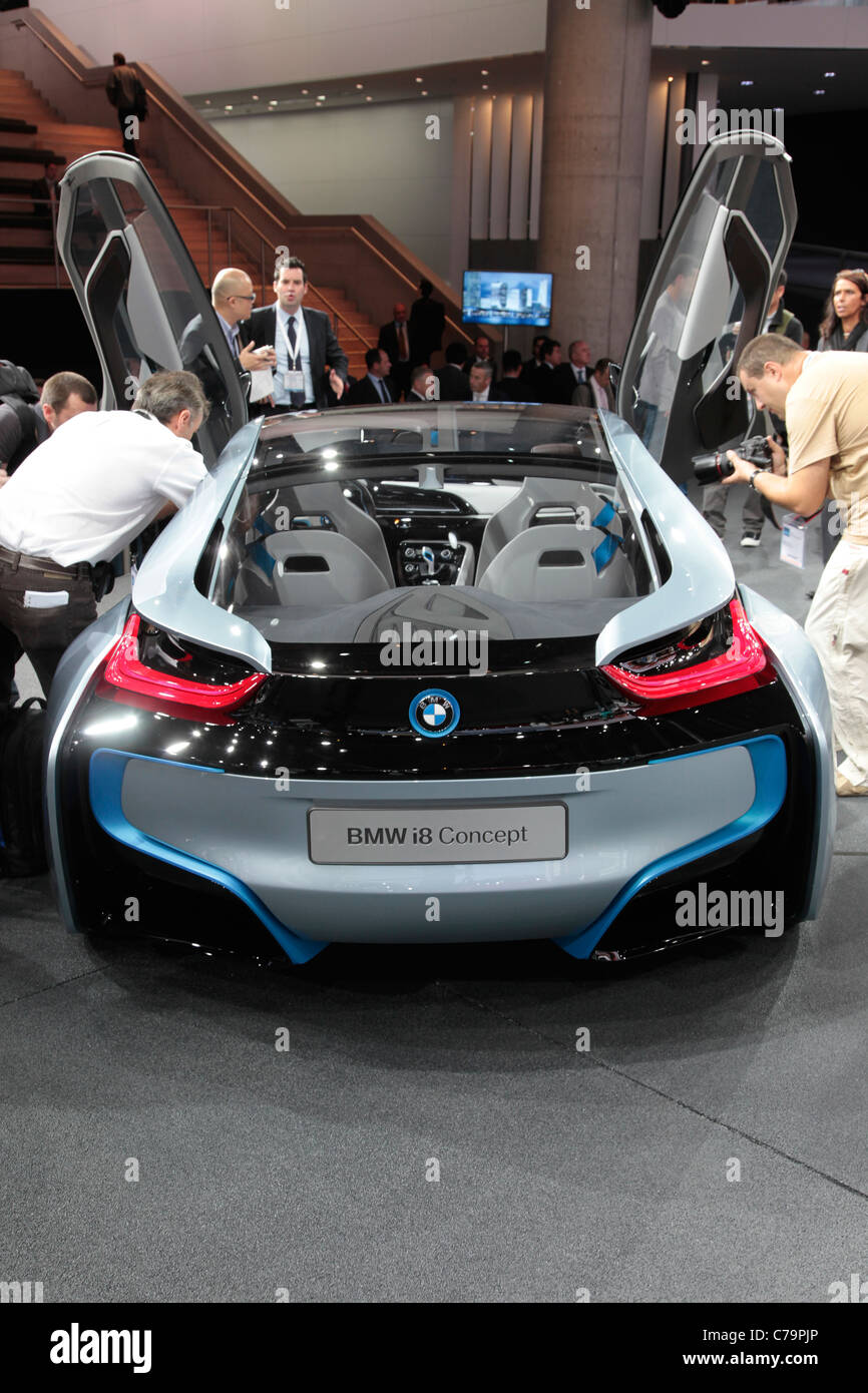 Nouvelle BMW i8 Concept Car électrique sur l'IAA 2011 International Motor Show de Francfort am Main, Allemagne Banque D'Images
