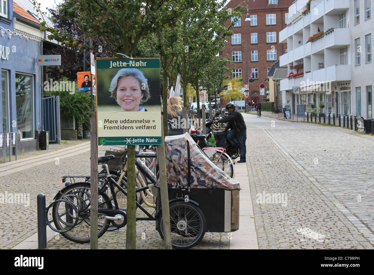 Le jour de l'élection 2011 danois. Des affiches au jour du scrutin sur les rues de Copenhague Banque D'Images