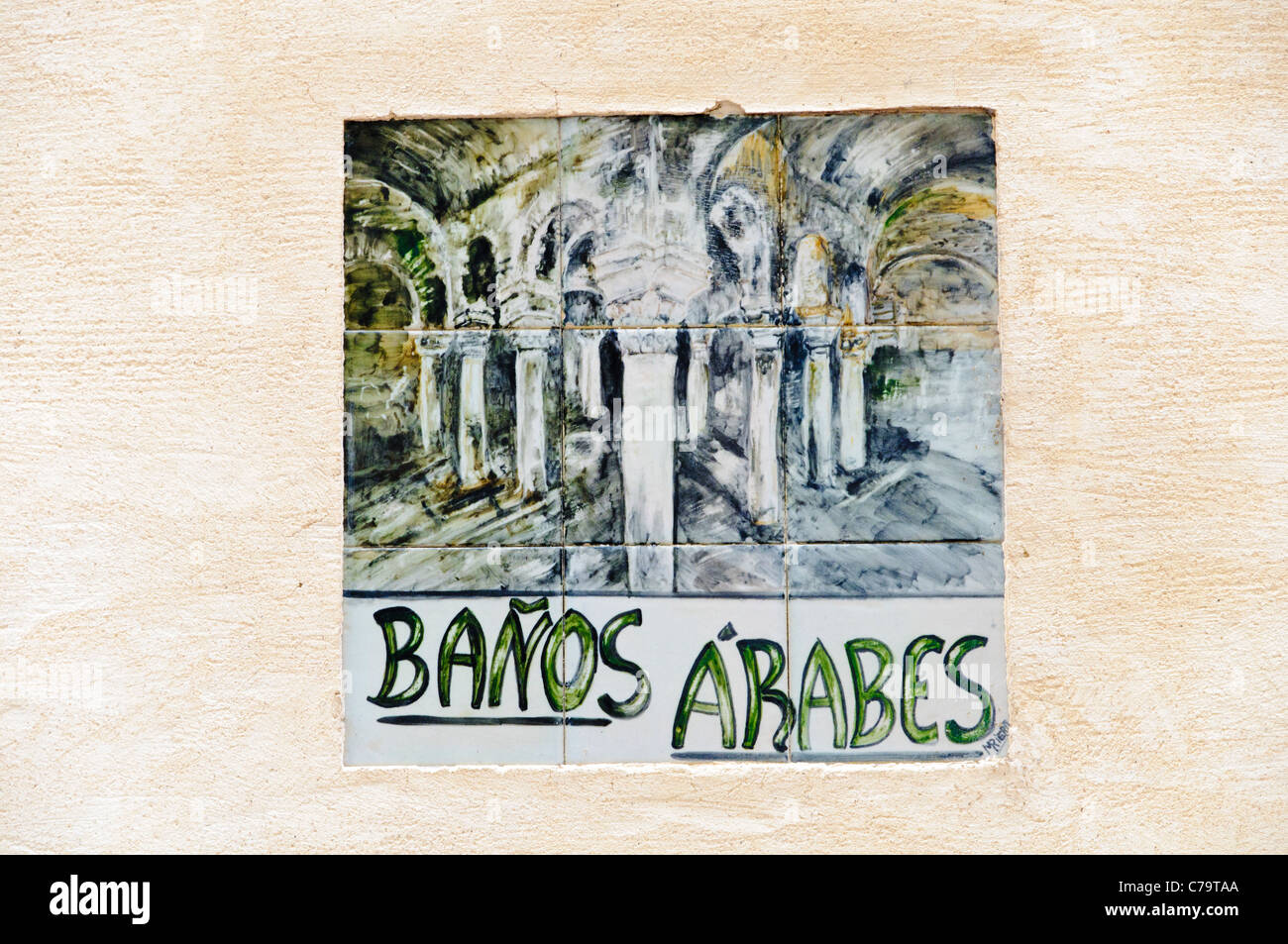 Signe, bains arabes dans le centre-ville historique de Palma de Majorque, Majorque, Îles Baléares, Espagne, Europe Banque D'Images