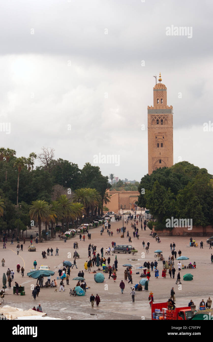 La place Jemaa el-Fnaa à Marrakech, Maroc Banque D'Images