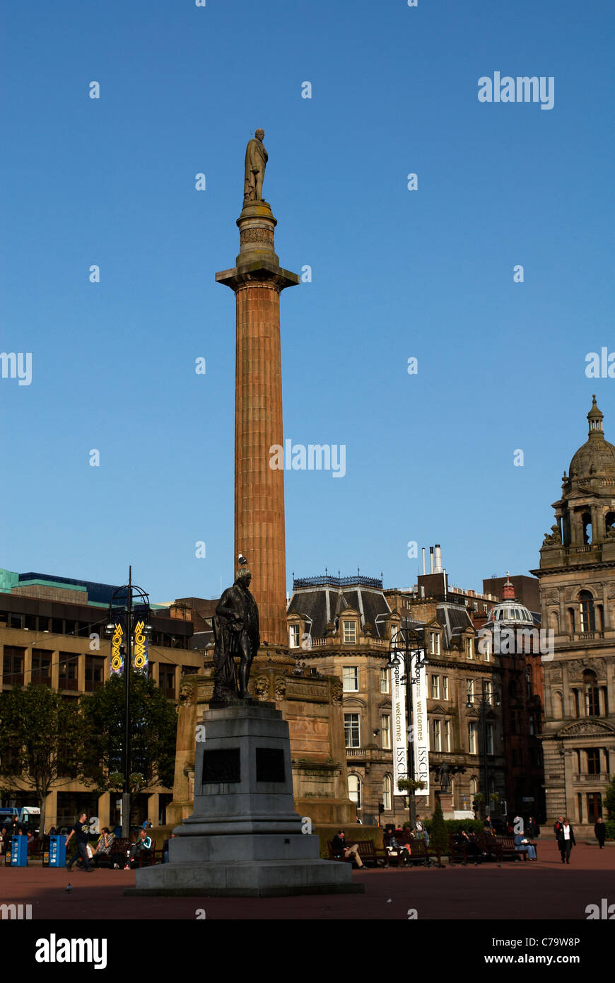 La colonne Walter Scott George Square Glasgow Banque D'Images