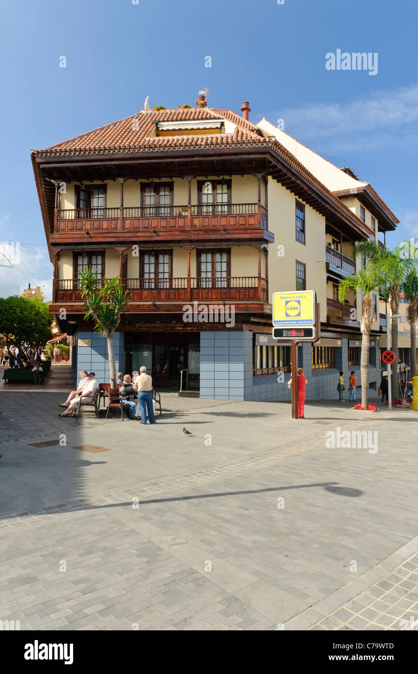 Architecture typique des Canaries, Puerto de la Cruz, Tenerife, Canaries, Espagne, Europe Banque D'Images