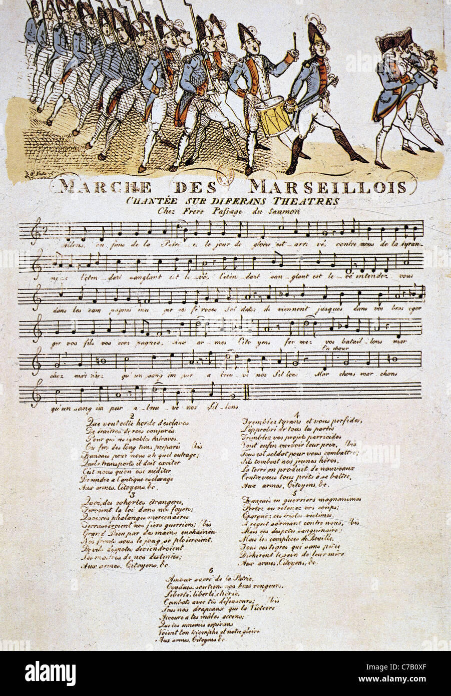 La Marseillaise. Hymne national de la France par Rouget de Lisle. 1792. Musée Carnavalet. Paris. La France. Banque D'Images