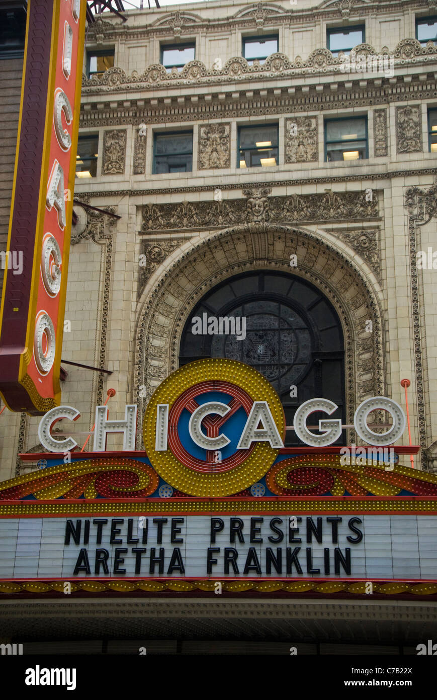 Aretha Franklin à jouer au théâtre de Chicago, Chicago, Illinois, États-Unis Banque D'Images