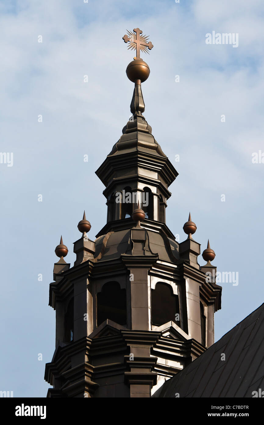 Une tourelle de basilique de St Mary, Cracovie, Pologne. Banque D'Images