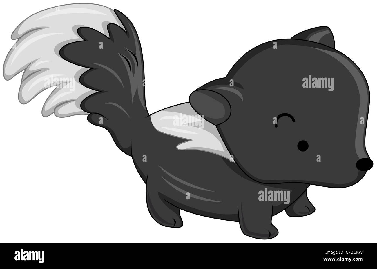 Illustration d'un mignon Skunk à quatre pattes Banque D'Images