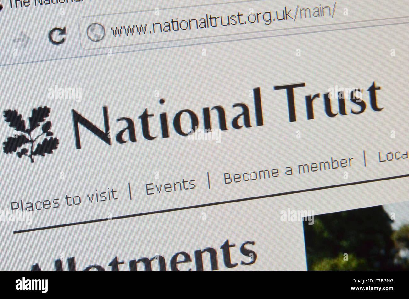 Site web du National Trust d'écran Banque D'Images