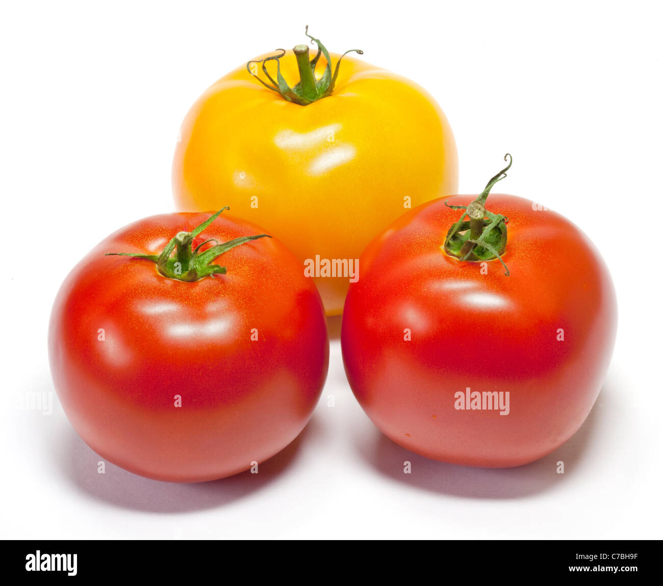 Tomates Beefsteak rouge et jaune Banque D'Images