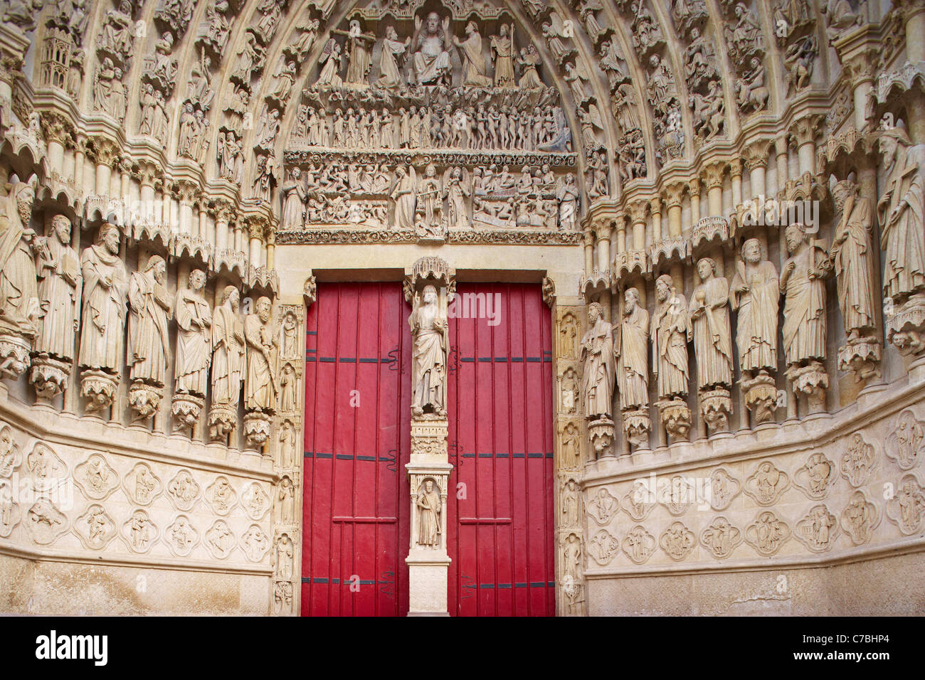 Façade occidentale de la cathédrale Notre Dame, le Jour du Jugement, Amiens, Département de la Somme, Picardie, France, Europe Banque D'Images