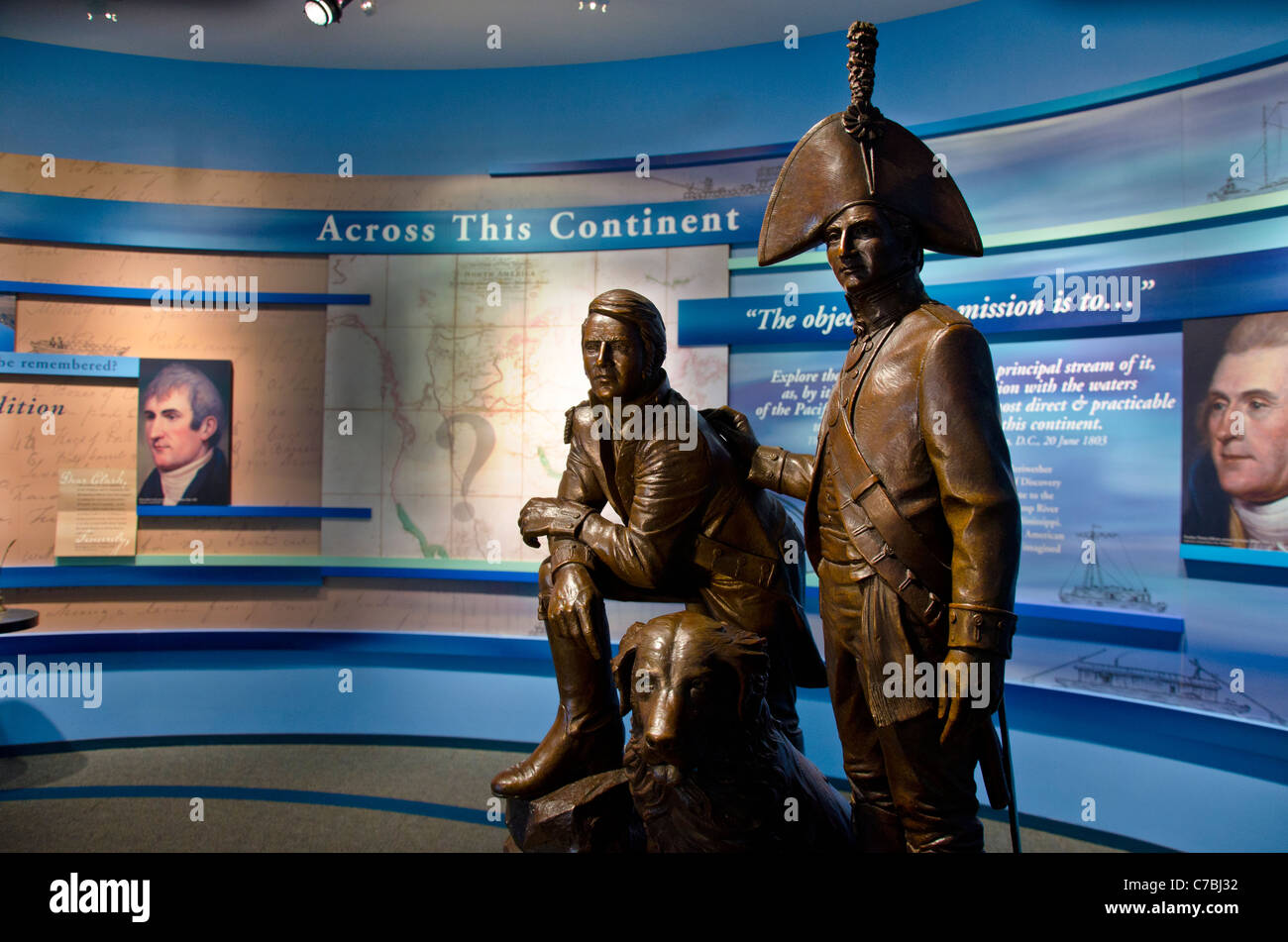 Des statues de Lewis et Clark à la Lewis and Clark State Historic Site à Hartford, Connecticut Banque D'Images