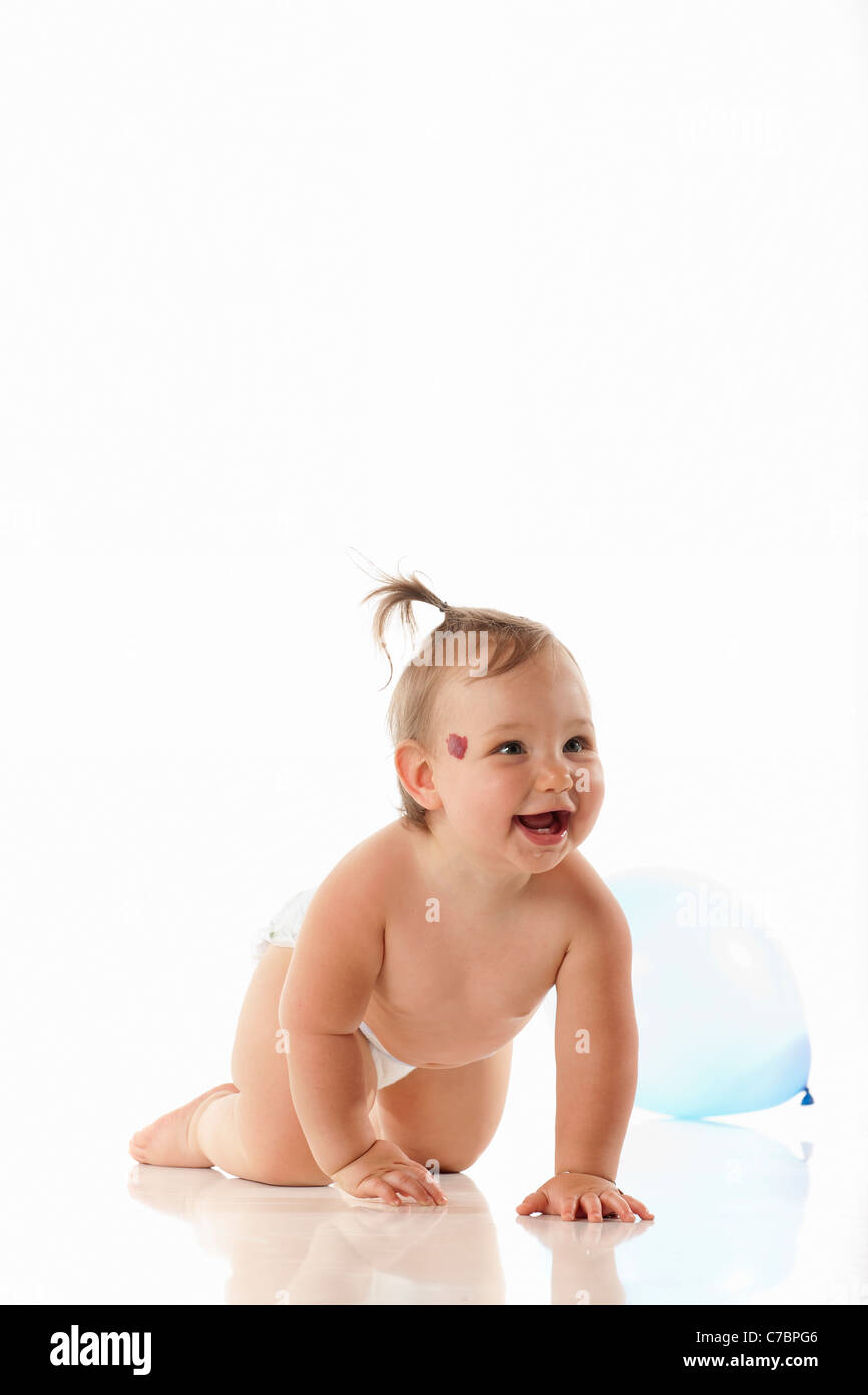 Smiling Baby Avec Mark Hemangiome Dans Le Visage Photo Stock Alamy