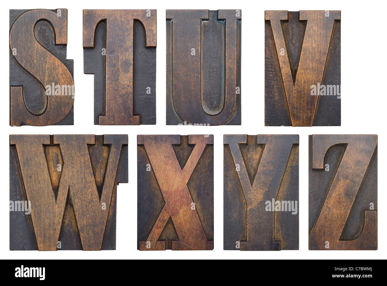 Partie d'un alphabet dans la série de l'imprimante antique lettres sur bois. Veuillez voir mon portefeuille pour l'alphabet complet. Banque D'Images