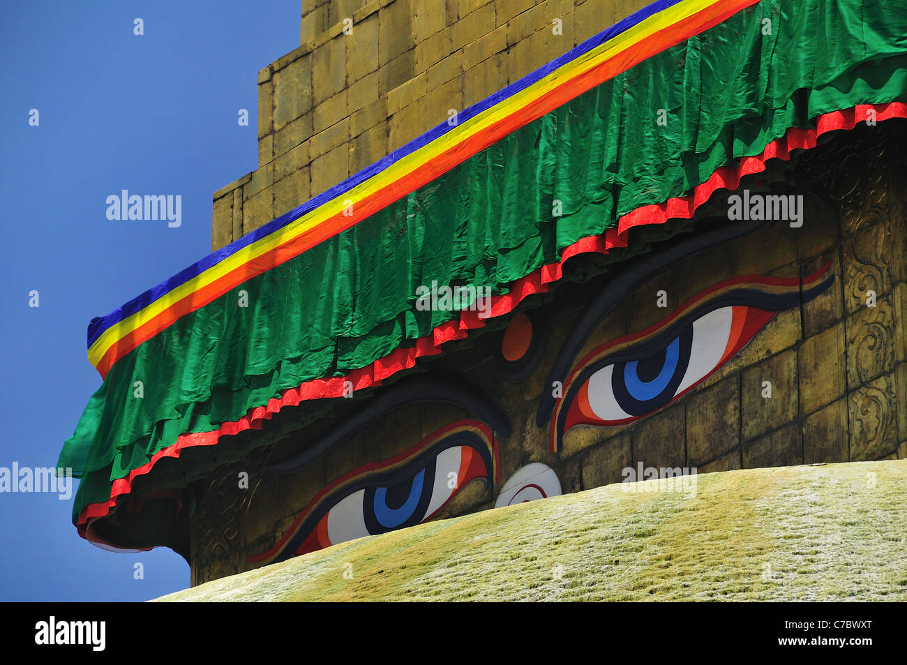 Le bouddhisme tibétain à Boudha stupa Banque D'Images