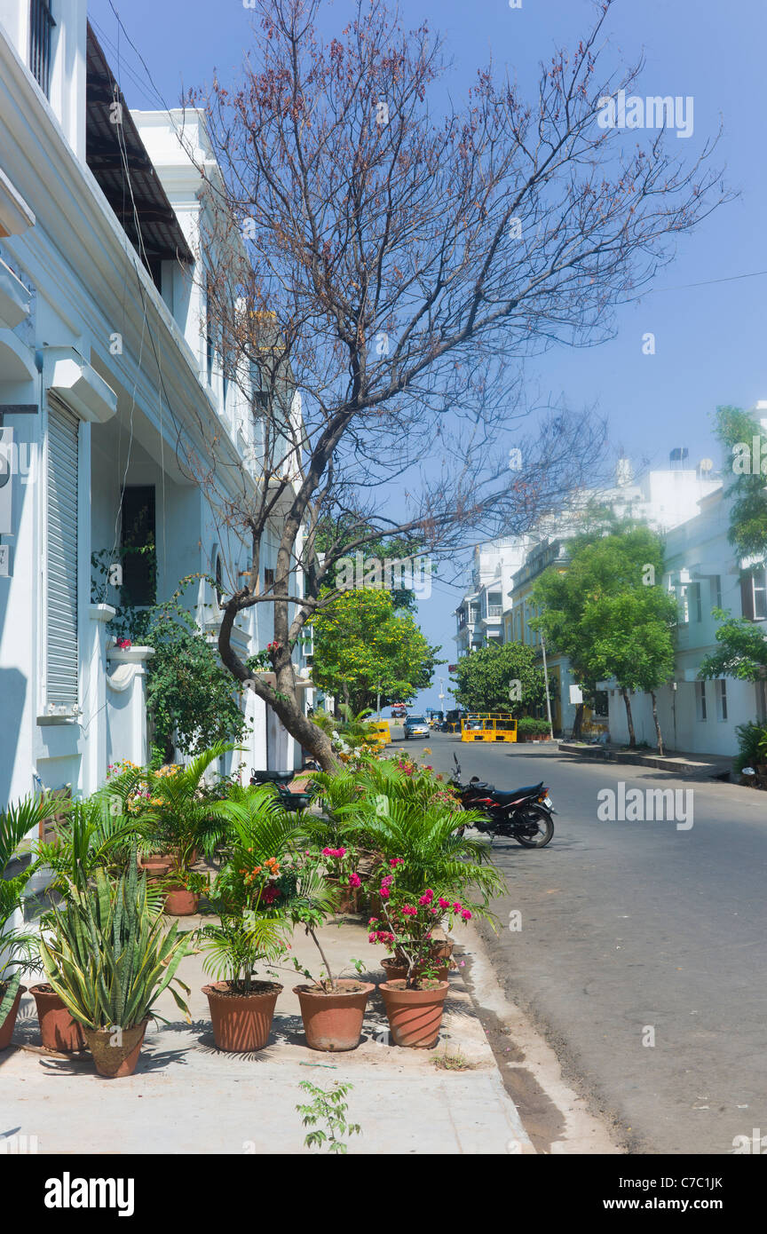 L'architecture coloniale française dans la région de Pondichéry (Puducherry), Tamil Nadu, Inde