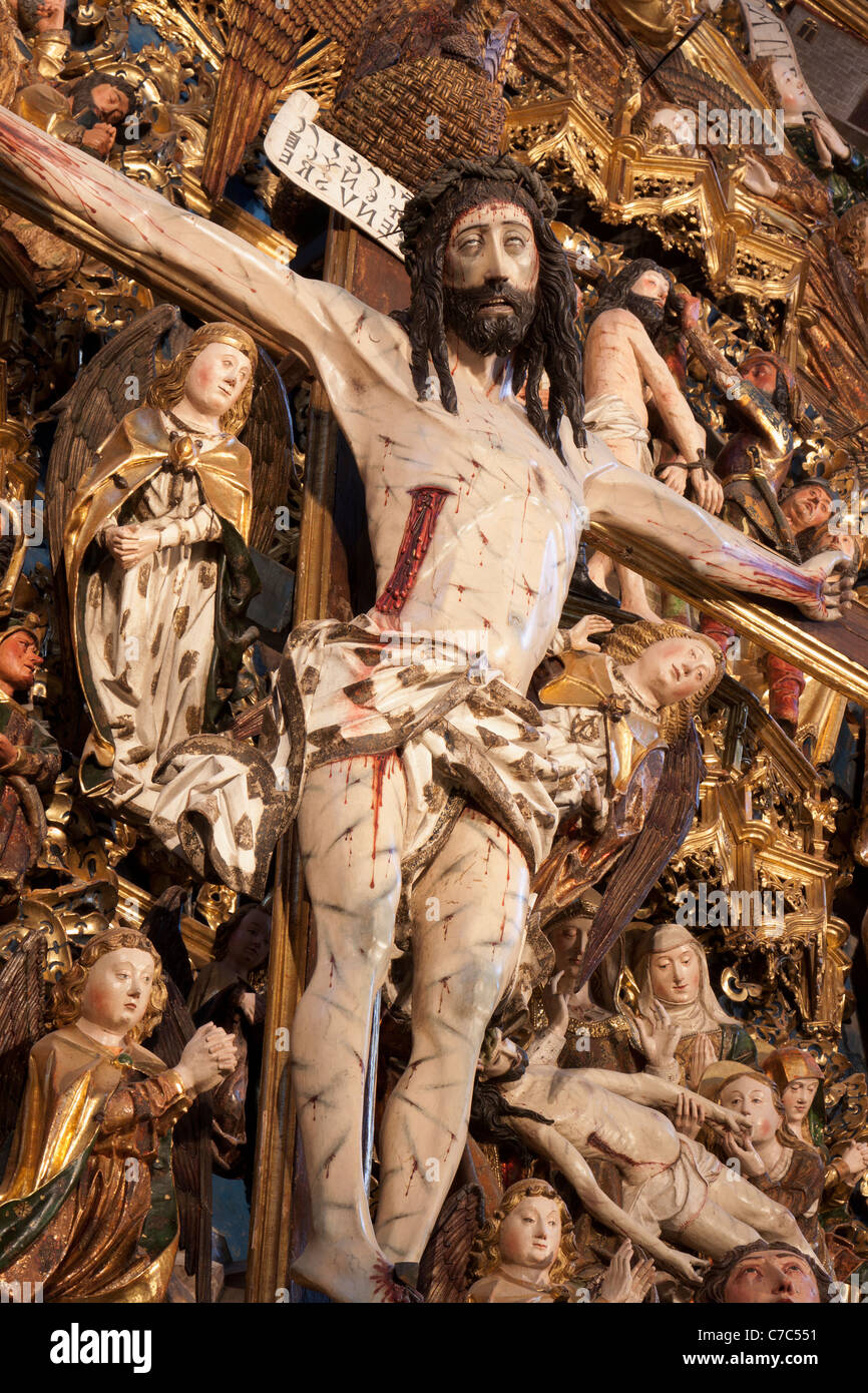 Crucifixion du Christ. Maître-Autel, Cartuja De Miraflores (Burgos, Espagne) Banque D'Images