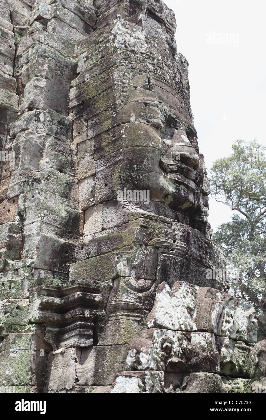 Visages du Bayon, Angkor Thom, au Cambodge Banque D'Images