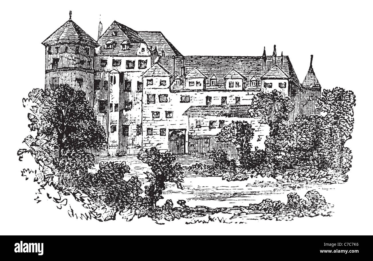 Stuttgart, l'ancien palais, vintage engraved illustration. Encyclopédie Trousset (1886 - 1891). Banque D'Images