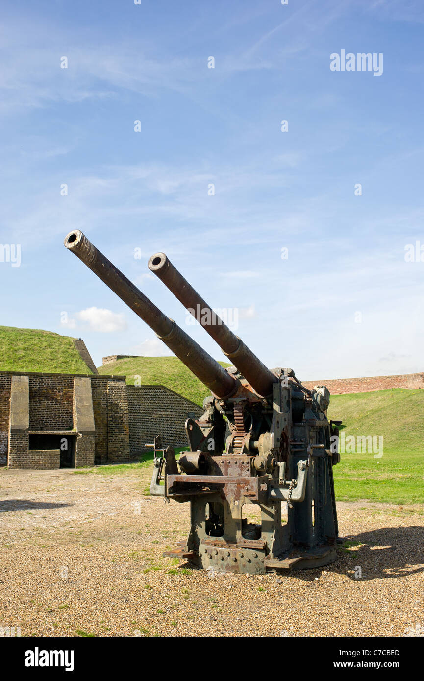 Une des pièces d'artillerie sur l'affichage à Tilbury Fort en Essex Banque D'Images