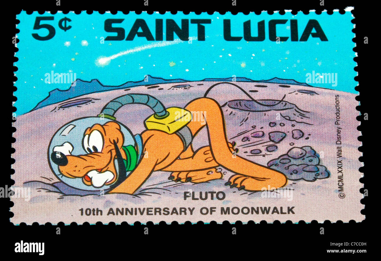 Un timbre montrant le personnage de Pluto Banque D'Images