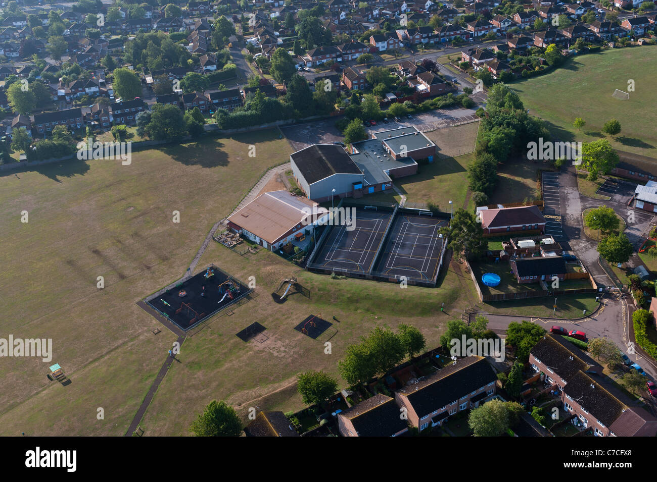 Vue aérienne de cours de récréation, Berkshire, Royaume-Uni Banque D'Images