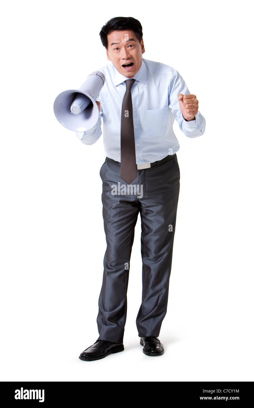 Portrait of a Businessman Cheering Banque D'Images