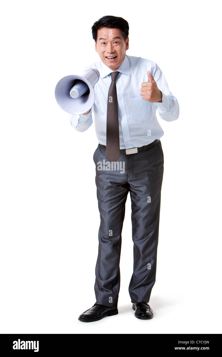 Portrait of a Businessman Cheering Banque D'Images