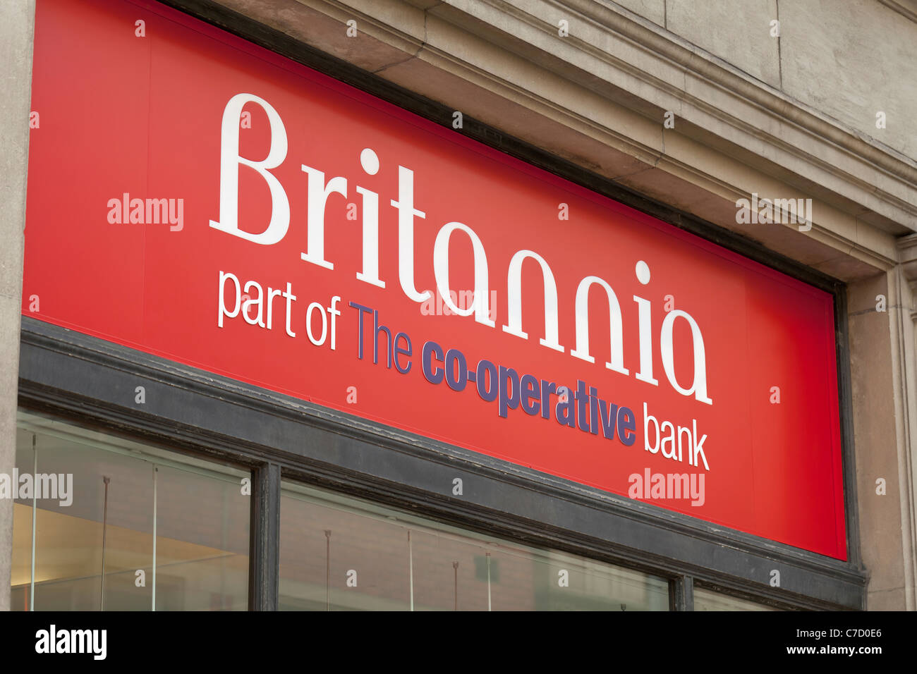 Direction générale de la Britannia signe, Manchester, Angleterre Banque D'Images