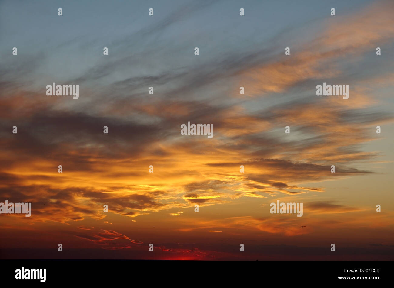 Coucher du soleil Ciel avec nuages, Cape Tarhankut, Tarhan Qut, Crimea, Ukraine, Europe de l'Est Banque D'Images