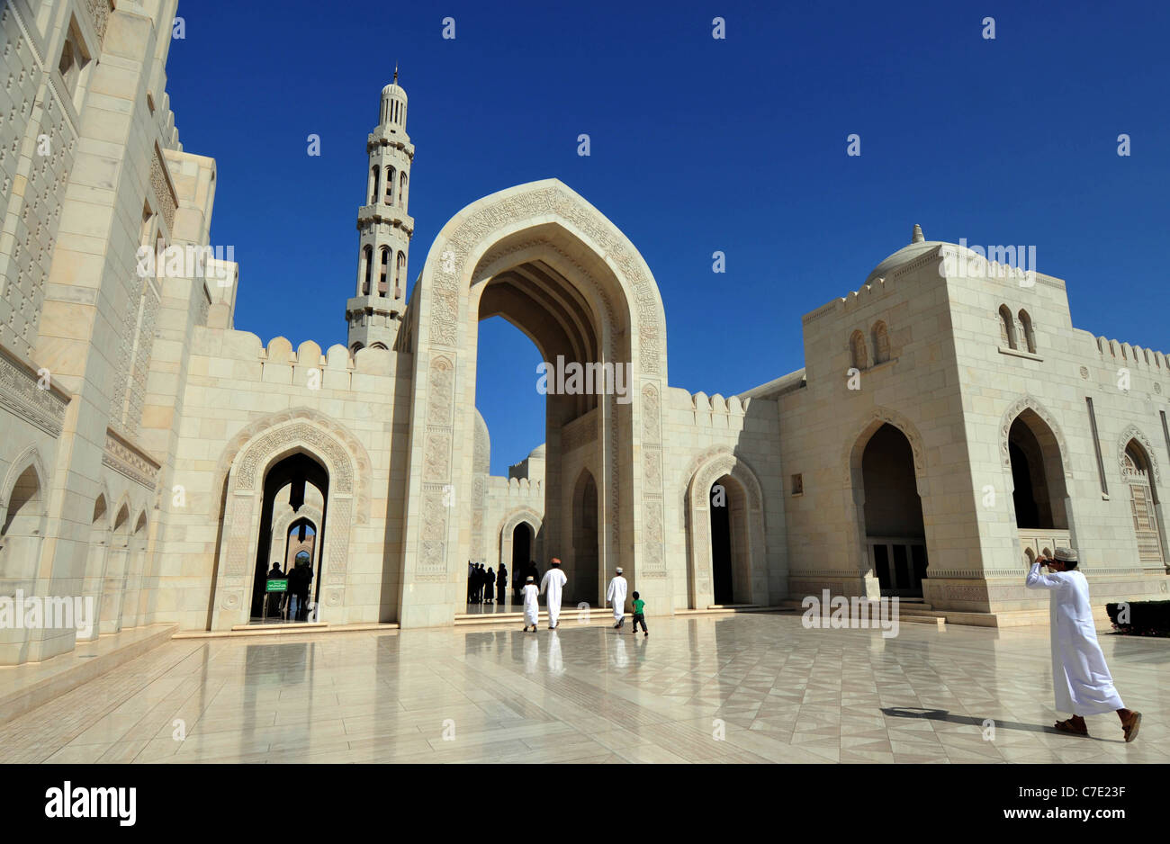 Grande Mosquée Sultan Qaboos, la grande mosquée, dans le Sultanat d'Oman. Banque D'Images
