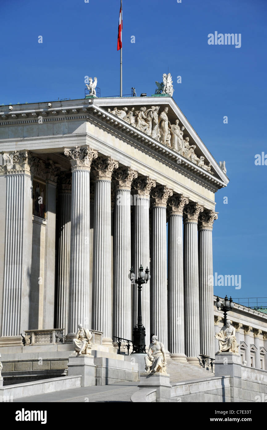 Bâtiment du Parlement autrichien, Vienne, Autriche, chambres du Parlement de l'Autriche. Banque D'Images