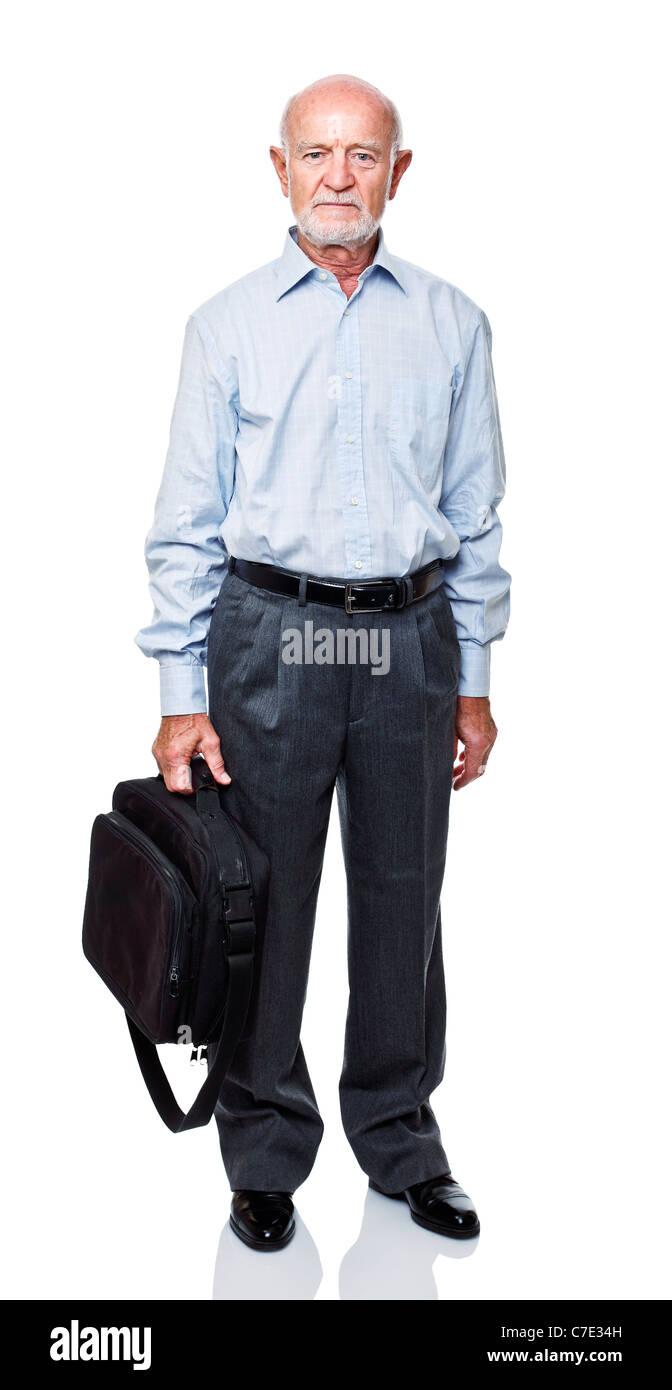 Portrait de senior isolés avec sac Banque D'Images