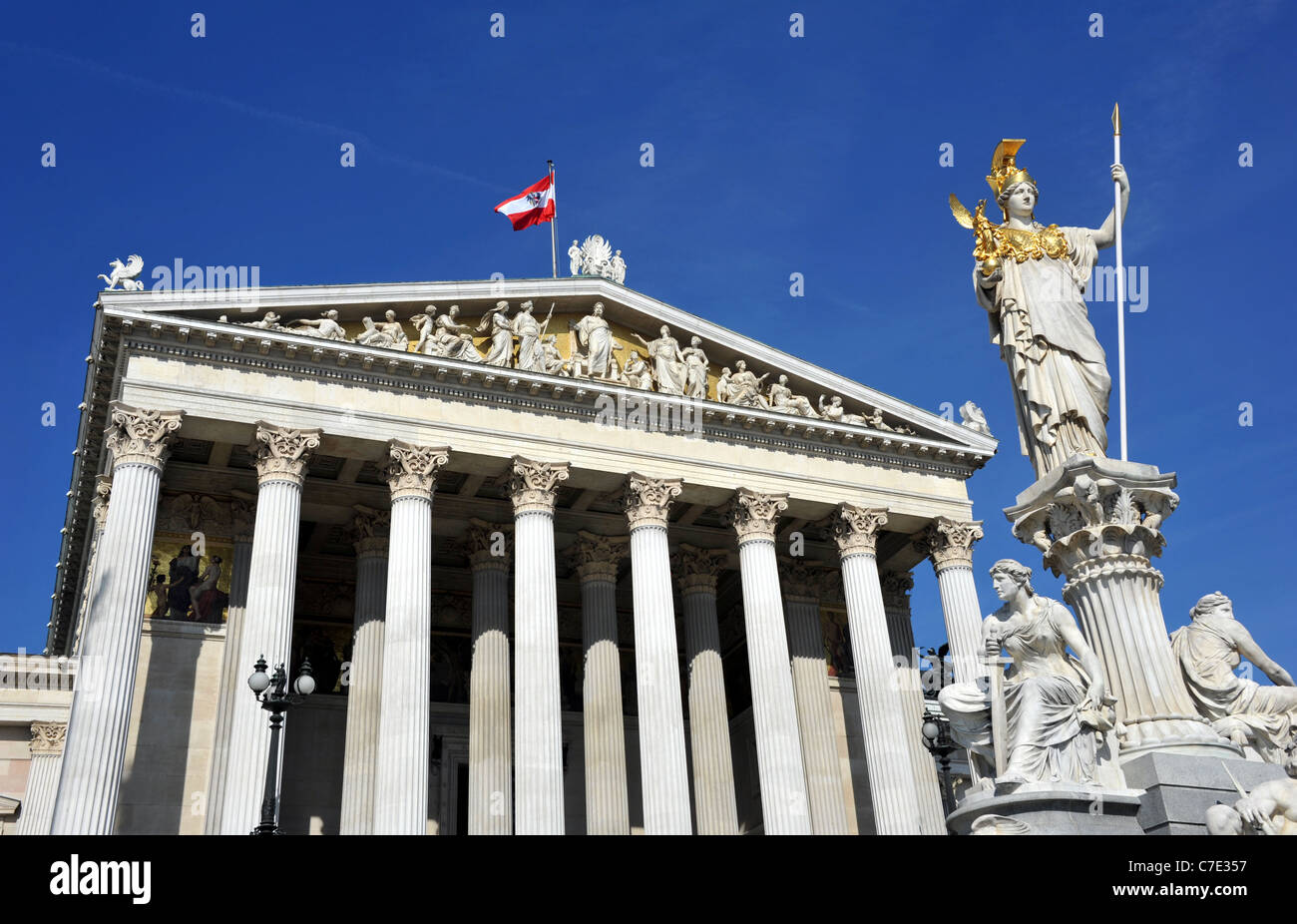 Bâtiment du Parlement autrichien, Vienne, Autriche, chambres du Parlement de l'Autriche. Banque D'Images