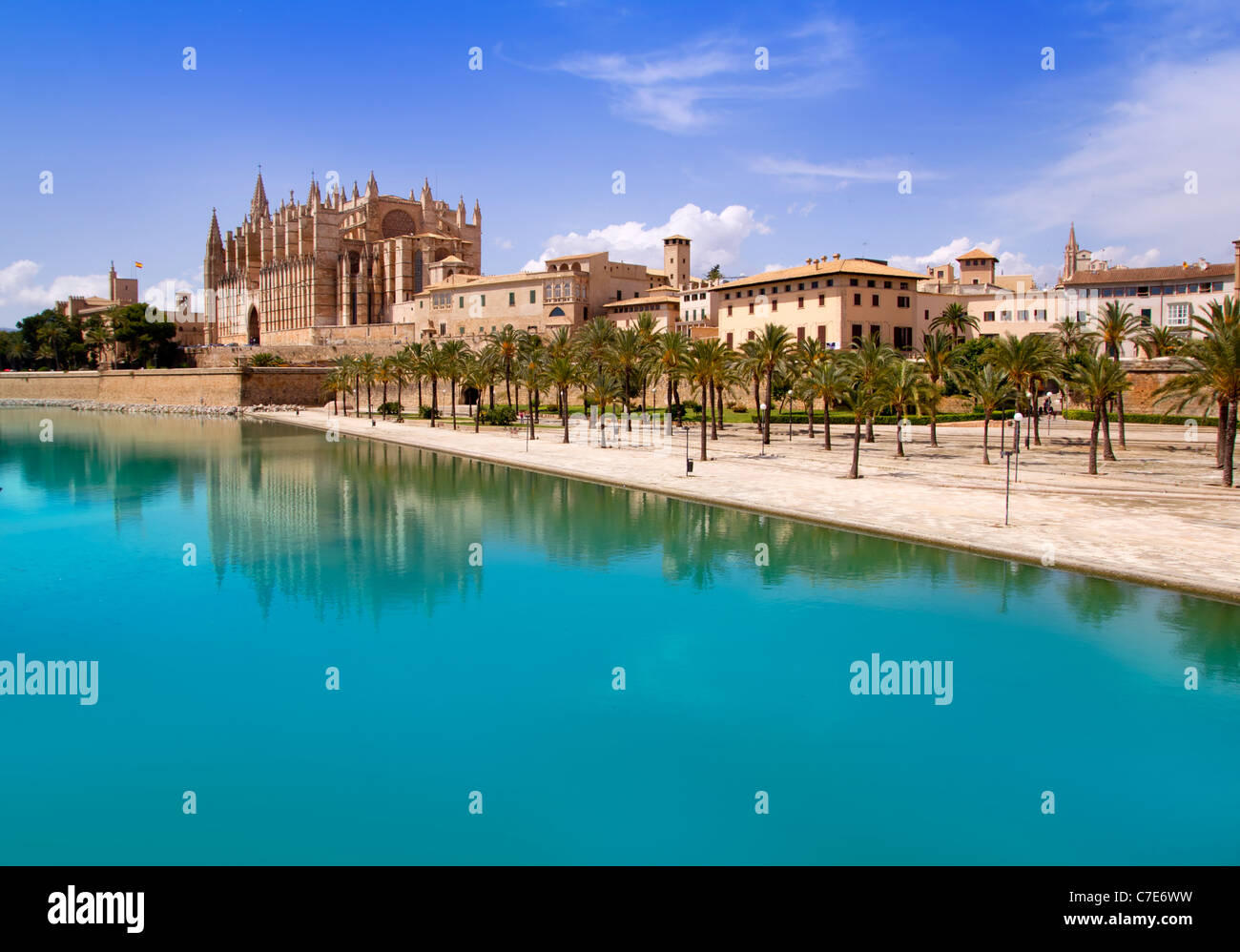 Majorque La seu Cathedral et d'Almudaina Palma de Majorque en Espagne Banque D'Images