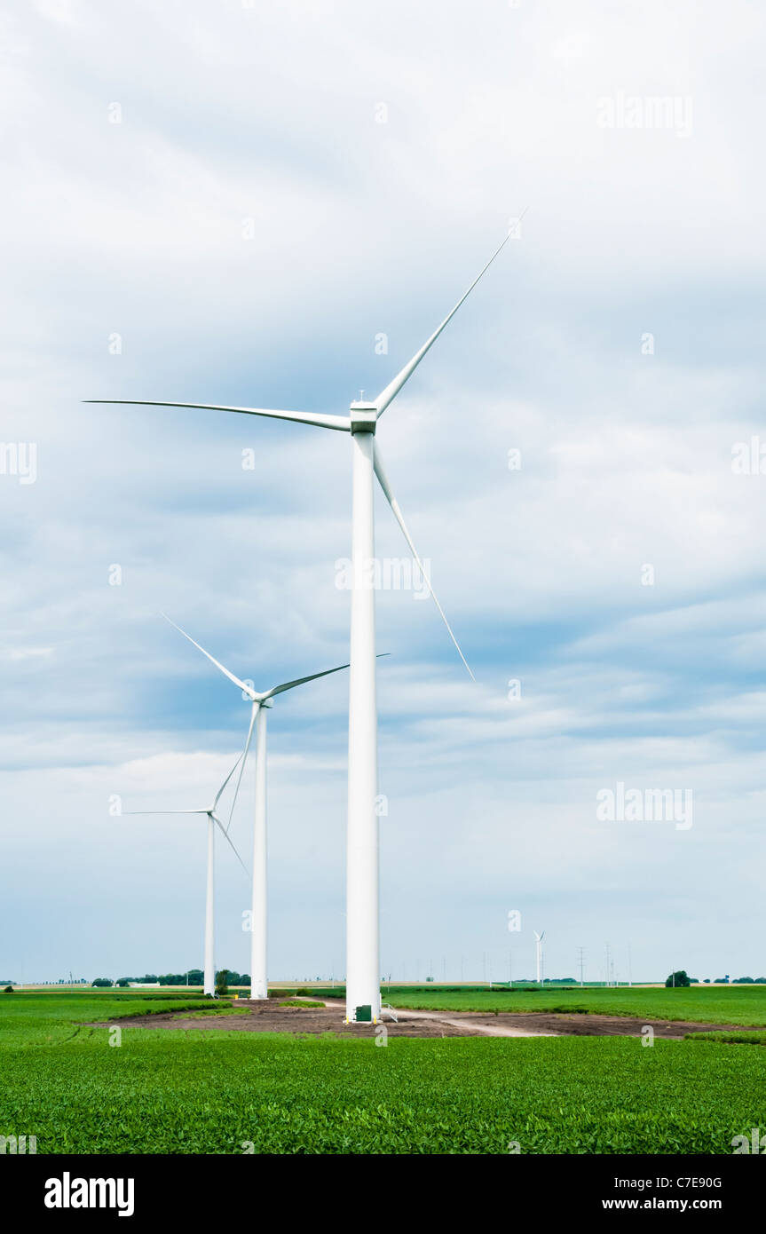 Éoliennes à axe horizontal sont affichées sur un site d'éoliennes près de Lakefield, Minnesota. Banque D'Images