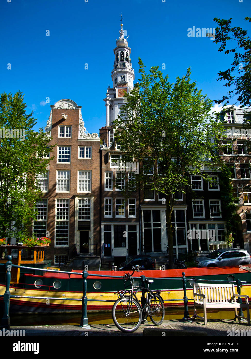 Zuiderkerk, vu de l'Raamgracht dans le vieux centre d'Amsterdam. Banque D'Images
