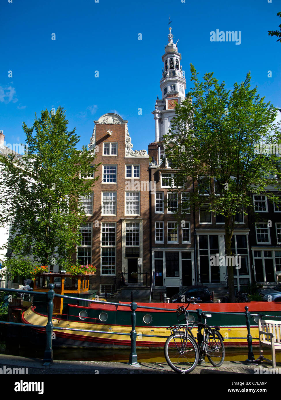 Zuiderkerk, vu de l'Raamgracht dans le vieux centre d'Amsterdam. Banque D'Images