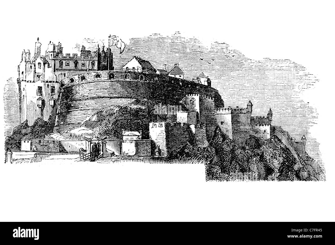 Le Château d'Édimbourg en Écosse de la forteresse de la roche volcanique le Tattoo militaire architecture châteaux Hill crag formation géologique cliffs Banque D'Images