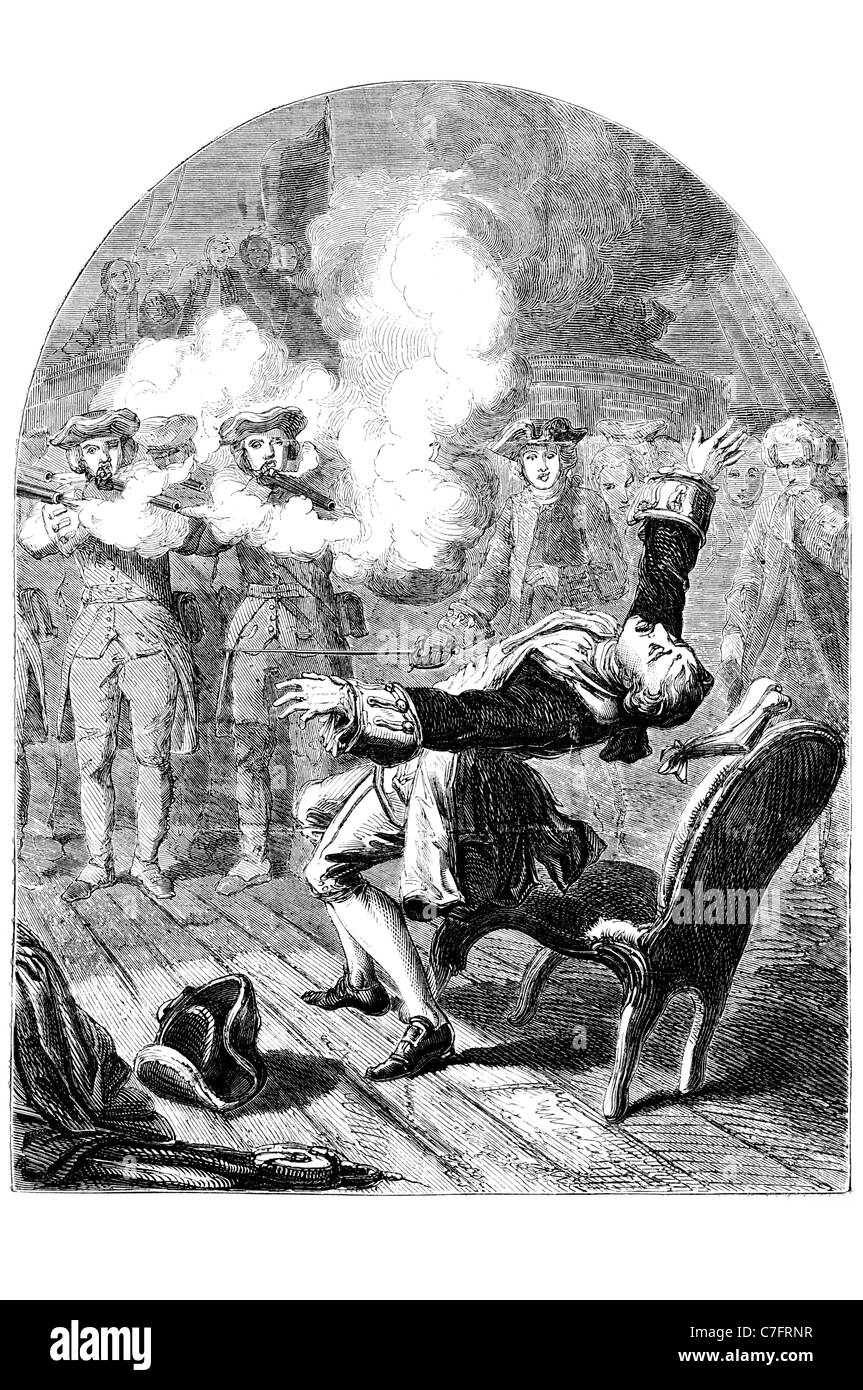 L'exécution de l'Amiral John Byng officier de la Marine royale de tir par le Vice-amiral Premier Lord de l'Amirauté cour martiale du Temple Banque D'Images