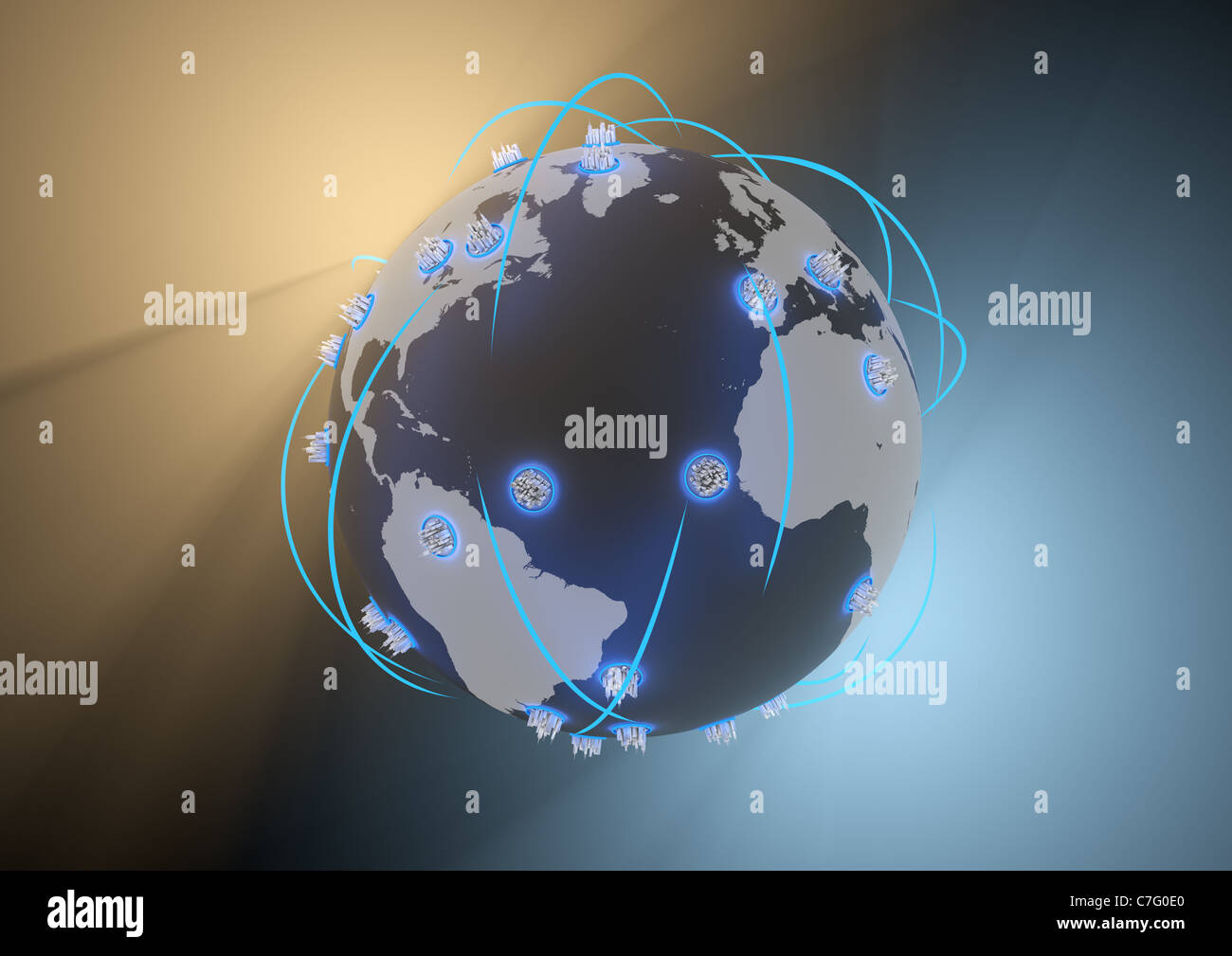 Le rendu d'un réseau global city Banque D'Images