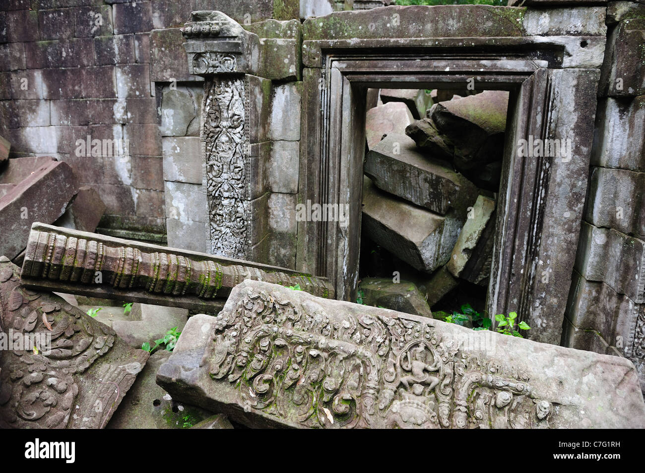 Beng Mealea temple dans la région d'Angkor de la province de Siem Reap, Cambodge Banque D'Images