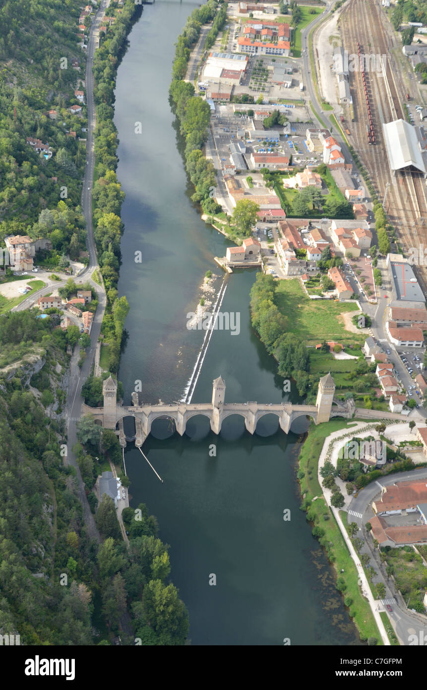 Ville Cahor, dans la région Midi-Pyrénées. avec pont Valentré pont fortifié du 14ème siècle. France Banque D'Images